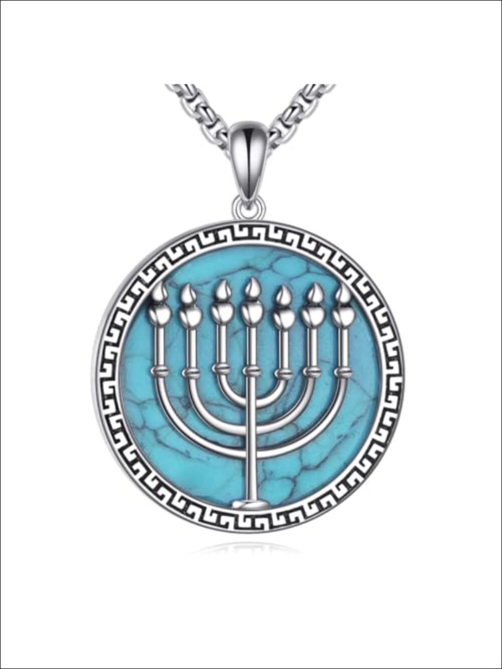 925 Sterling Silver Menorah Pendant Necklace Hanukkah Jewelry Religious Gift